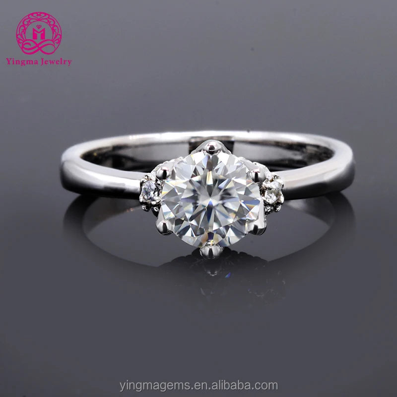 Moissanite Rings Dropshipping 0.5ct 1carat DEF Color Engagement  Sterling Silver Moissanite  Ring
