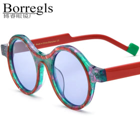 Borregls Acetate Multicolour Polarized Sunglasses Men Transparent Designer Oversize Big Round Women Mirrored Sun Glasses 19351T