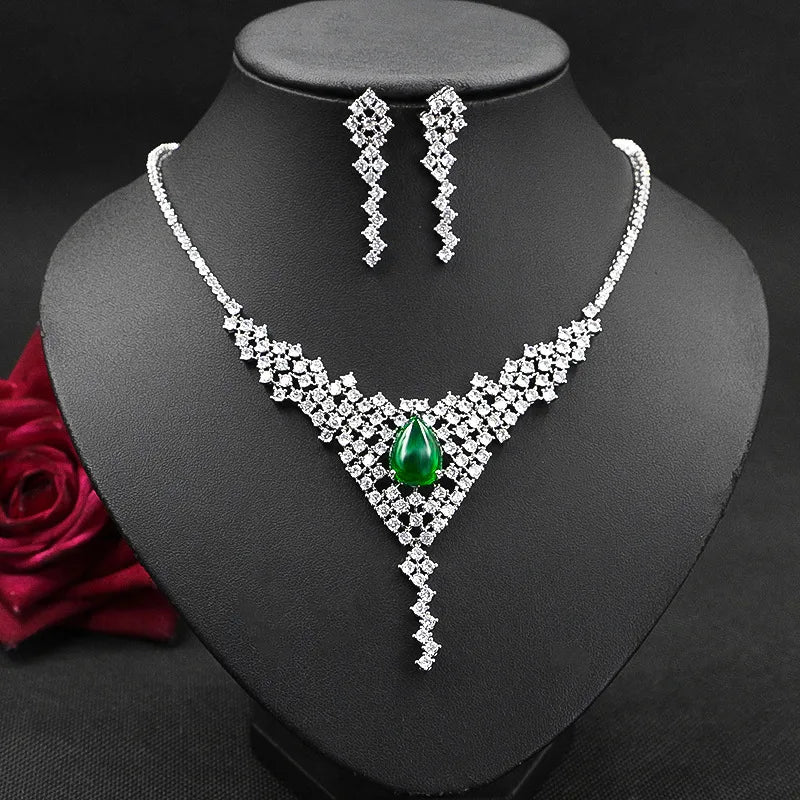 Jachon Bride Crystal Necklace and Earrings Jewelry Set Elegant