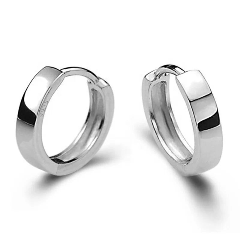 Fashion Chunky Small Polish Finished Men Earring Plated Filled Hoop Women 925 Sterling Silver Earrings Hoops