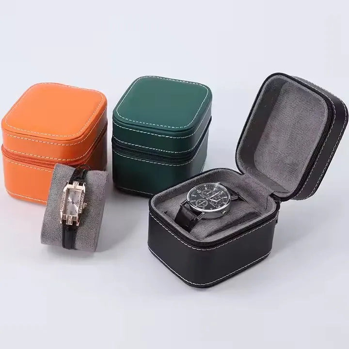 Hot Sale Luxury Leather Watch Box Square Shape Travel Organizer for Watches and Jewelry Storage Case