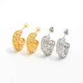 Fenny 18K Gold-plated Waterproof&No Fade Fashion Jewelry Irregular Rough Surface C Hoop Stainless Steel Earring for Women