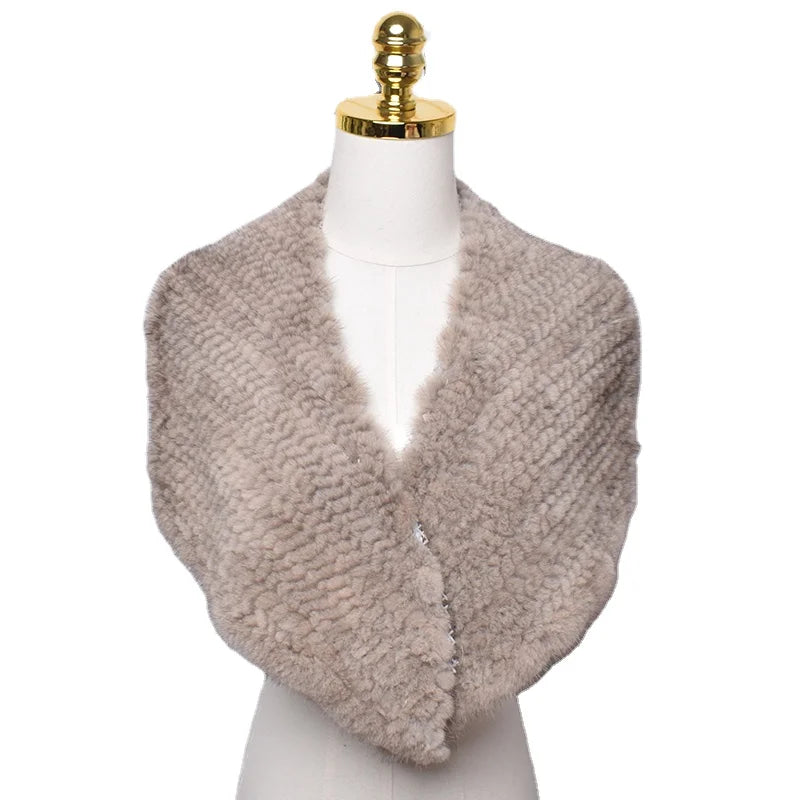 MWFur Winter Fashion Lady Fashion Fur Accessories Hand Knit Mink Fur Collar Trimming for Garment