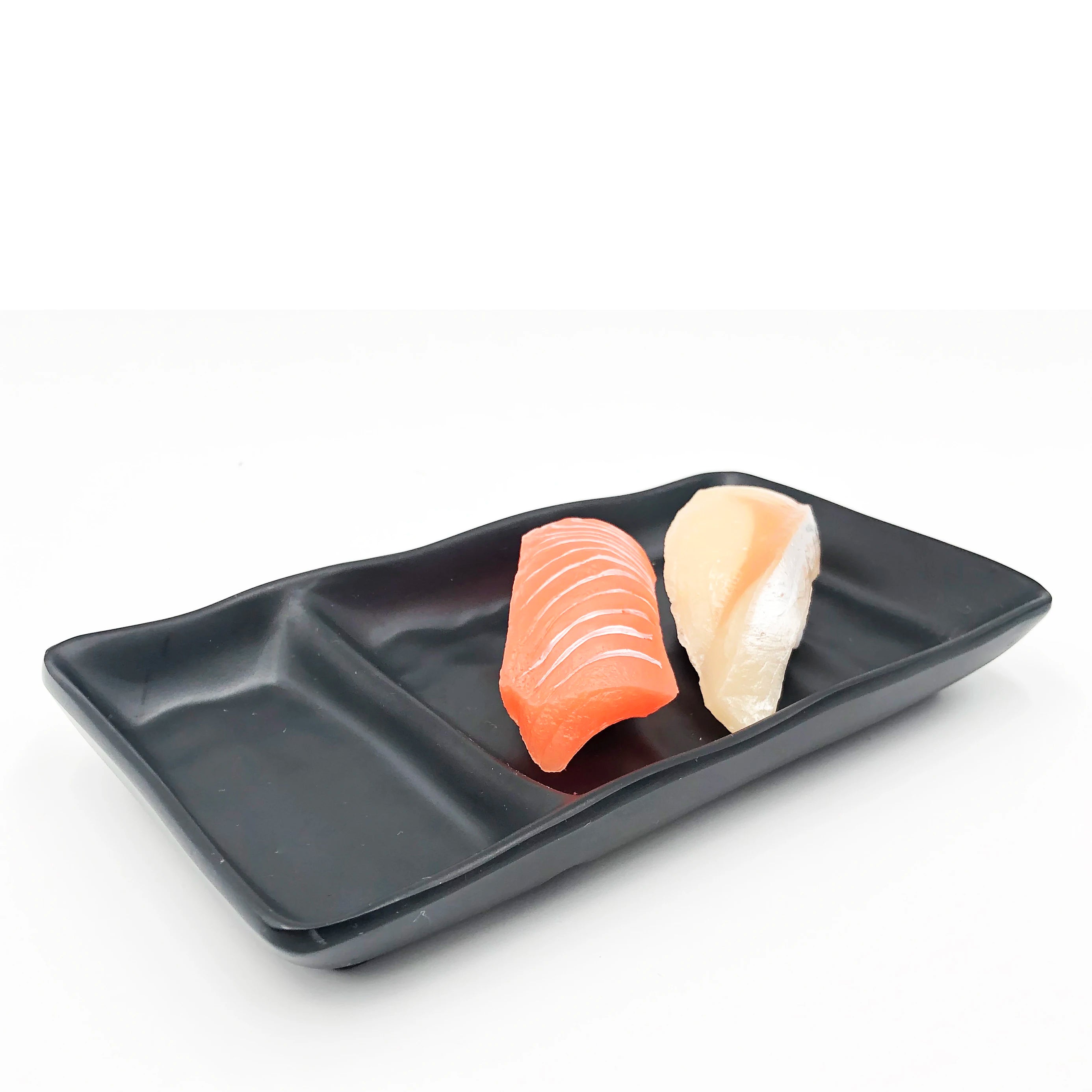 Wholesale Factory Black Matte Melamine Divided Rectangle Plate Sushi Plates and Dishes