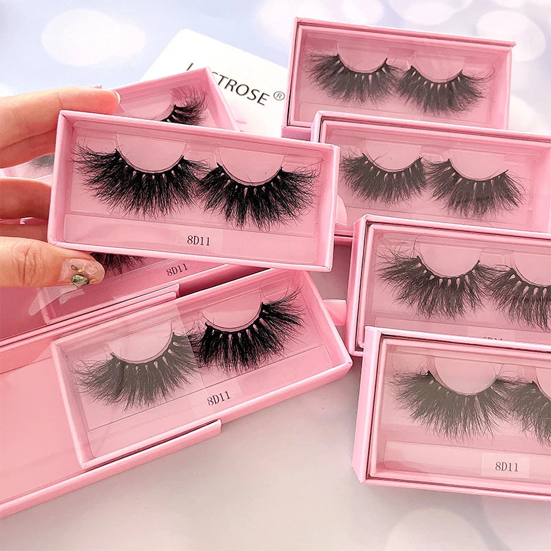 Rectangular Pink 3D 5D 8D Mink Lash Boxes with Private Label 0.07mm Thickness Eyelash Packaging Make Your Own Brand