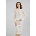 Goods in Stock Womens Pointelle Sweater Maxi Skirt Exclusively Women's Knit Beaded Top and Skirt Set