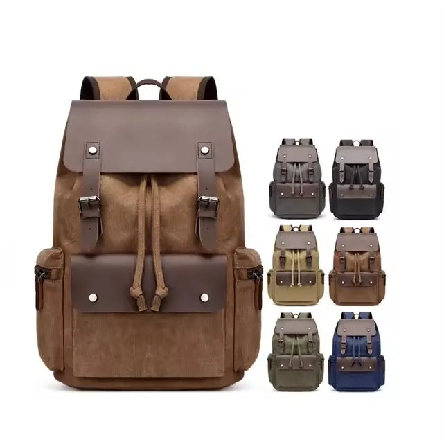 BEARKY Men's Large Capacity Flap-over Shoulder Vintage Backpack Fashionable Zipper Closure for School Outdoor Sports Travel