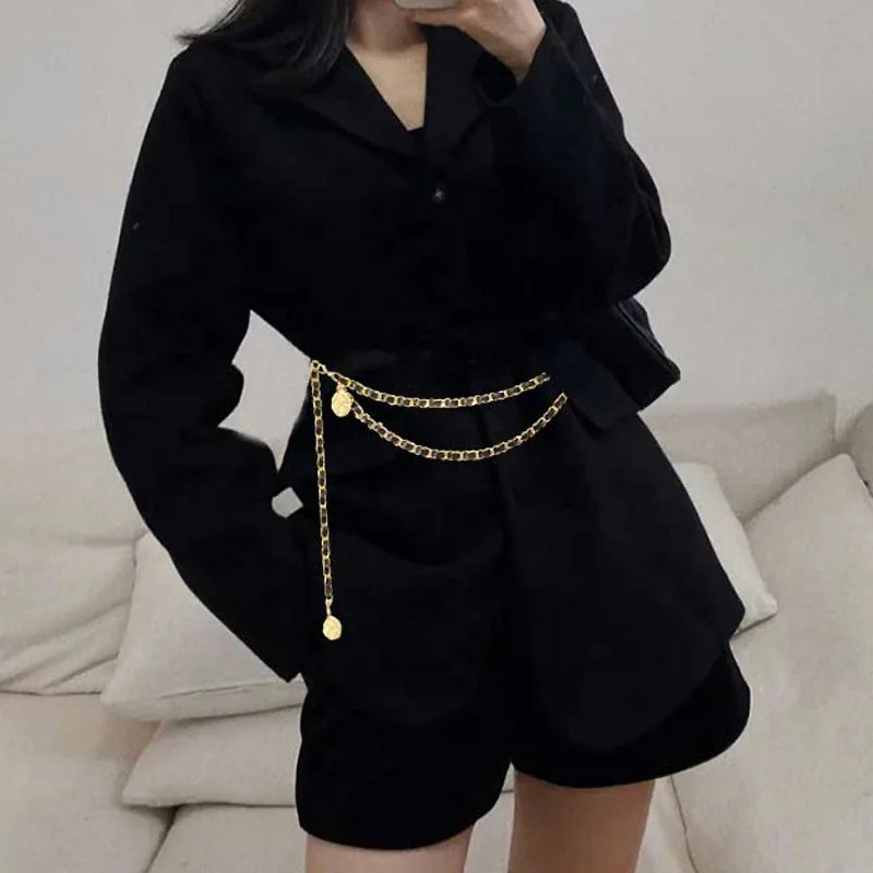Versatile Female Waist Chain Fashionable Thin Metal Decorative Skirt Belt