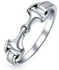Factory Sale S925 Sterling Silver Rhodium Plated Double Horse Bit Band Ring