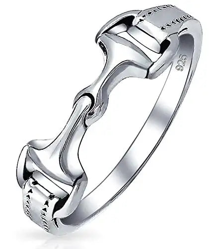 Factory Sale S925 Sterling Silver Rhodium Plated Double Horse Bit Band Ring