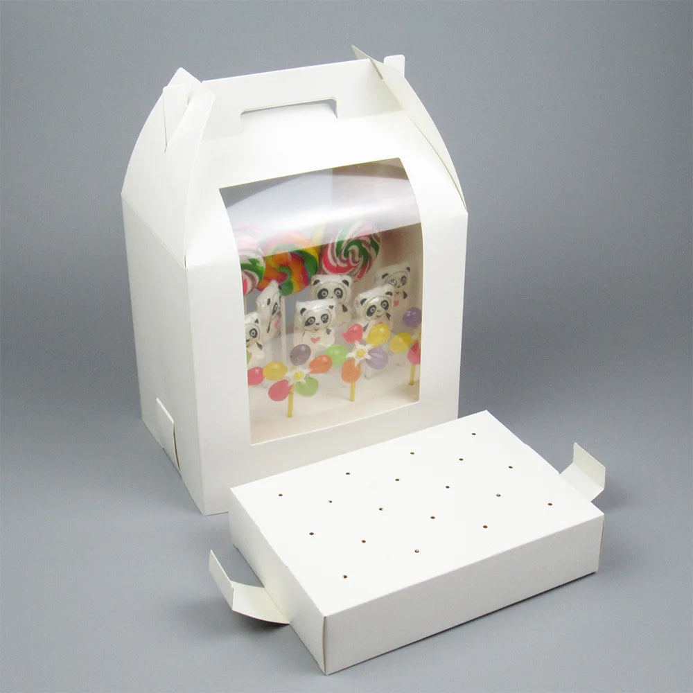 Candy Store Wholesale Handmade Art Paper Lollipop Box Handle Matt Lamination Embossing UV Coating Custom Color for Baby Food