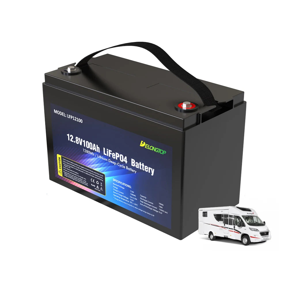 EU Stock Poland Warehouse Ready to Ship 12 Volt Solar RV Marine Deep Cycle 12.8V 100Ah LiFePO4 Lithium Battery