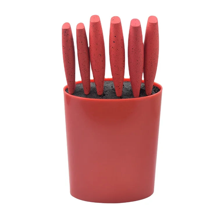 Kitchen Knife Set of 7 Stainless Steel Colorful Nonstick Coating Kitchen Knife Set