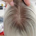 High Density Silk Straight Virgin European Hair Lace Front Topper #7/#60 for Ombre Blonde Color Transparent Lace