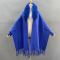 Elegant Style Women Knitted Fur Fox Fur Collar Cashmere Wool Fur Shawl