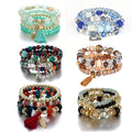 Luxury Leaf Charms Stack Stretch Beaded Bracelet Sets Unisex Initial Glass Beads Bracelets & Bangles