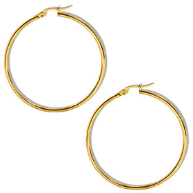 Waterproof Simple Fashion Stainless Steel Jewelry 18k Gold Plated Big Large Circle Hoop Earrings for Women