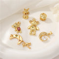 14K Gold Plated Zircon Pendant Crystal Bunny Moon Bear Rabbit Cute DIY Bracelet Necklace Charms for Jewelry Making