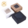 Stock Mini Square Cardboard Folding Small Cosmetic Gift Kraft Paper Box With Window