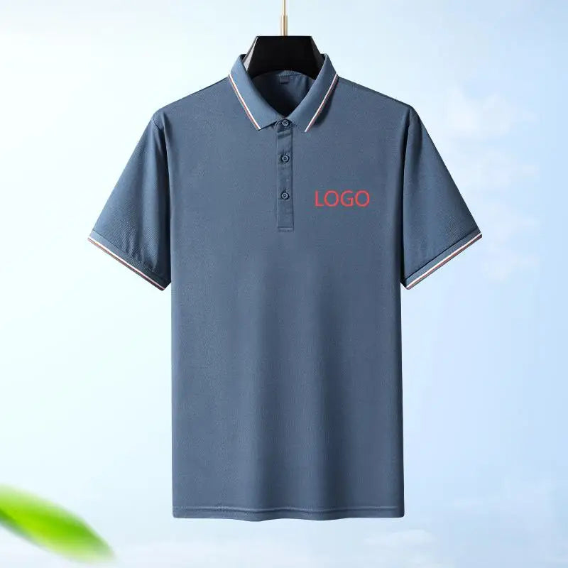 Men's Business Casual Jersey Polo Shirts Short Sleeve Turn-Down Collar Design for Middle-Aged Men's Polo Shirts Luxury