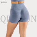 Women's High Waist Quick Dry Workout Gym Fitness Shorts Seamless Yoga Shorts Scrunch Butt Solid Pattern Running Sports Leggings