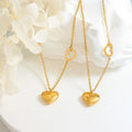 High Polished 18K Gold Plating Stainless Steel Heart Necklace Chic Titanium Steel Hollow Heart Pendant Necklaces