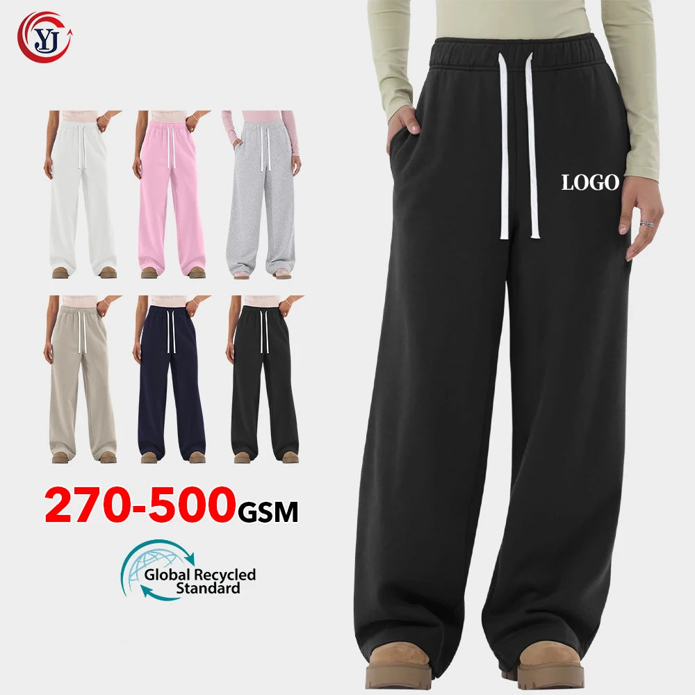 2025 New Design Custom Solid Color Women's Eco-Friendly Windproof Warm Winter Streetwear Wide Leg Regular Fit 360g Full-Length