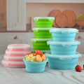 Durable Food-Grade Silicone Foldable Bowl with Lid Collapsible Dinnerware Set for Home Outdoor Kitchen Use
