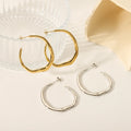 Exaggerated Stainless Steel PVD Gold Plated Large Big Thin Irregular Hoop Huggie Earrings for Women Gift