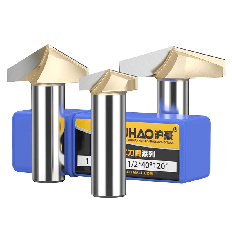 HUHAO CNC Router Tool Bits Wood 1/2 Inch 120 150 Degree Shank Carbide Woodworking Cove Box Router Bits 6710