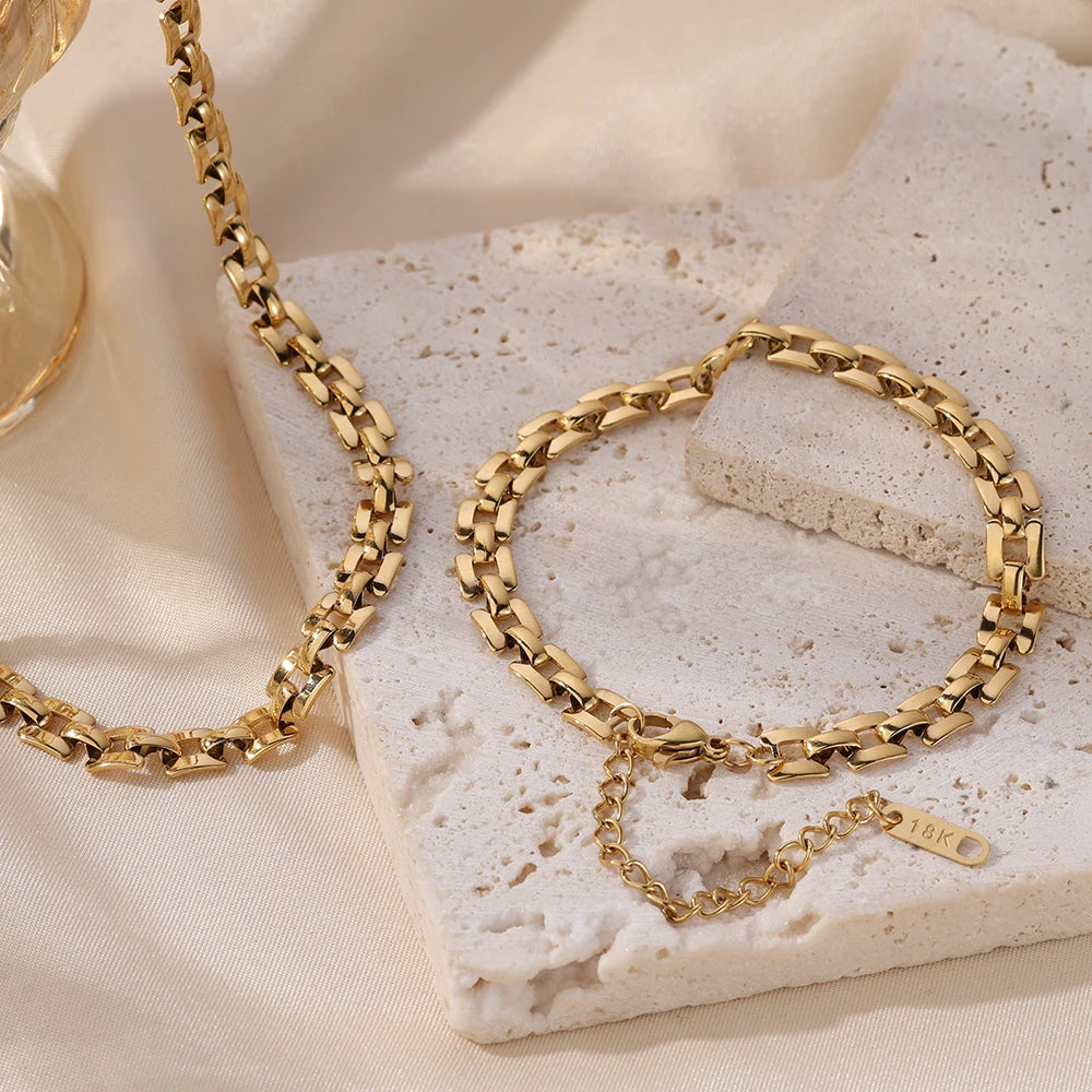 Stainless Steel 18K Gold Steel  Bracelet Waterproof Simple Hot Selling High Quality  Bracelet Necklace