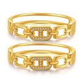 Europe and America Minimalist Fashion Style Bangle Zin Alloy Women's Elegant Geometry Luxury Gold Plated Rhinestone Bracelet