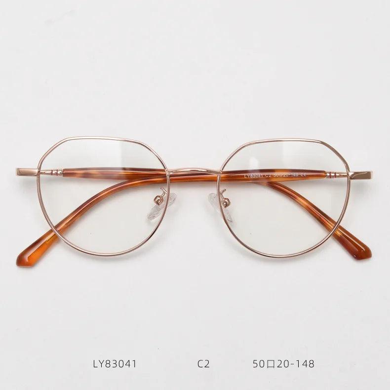 2024 New Korean Style Computer Glasses Frame Anti Blue Light Round Glasses Alloy Women Ultra Light Spectacles Eyeglasses