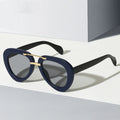 2025 Good Designer PC Lens Thick Double Beam Cat Eye Glasses Men's and Women's Round Frame UV400 Oval Outdoor Sunglasses