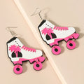 Casual Sporty Shoes Resin Dangle Earrings Pink Coconut Tree Printing Ice Skates Acrylic Drop Earrings Party Jewelry
