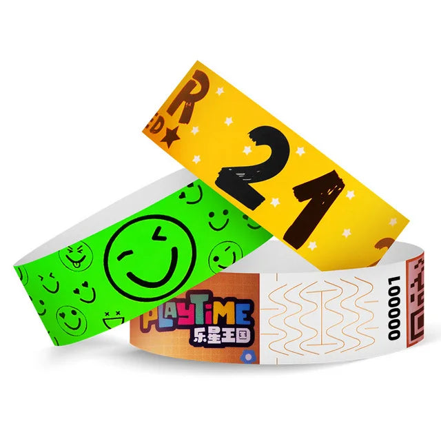 Factory Wholesale Custom QR Code Tyvek Paper Bracelet Wristband Waterproof One-Time Use Events Festivals Amusement Parks Custom