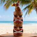 Resin Tiki Totem Statue Toucan Top & Tribal Faces Hand-painted Outdoor Patio Decor Business Gift Ornaments