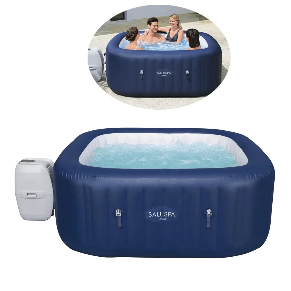 Bestway 60022 Hawaii Airjet Square Inflatable Hot Tub SPA Pool PVC Outdoor Swimming Recovery Bathtub Customizable Logo Printing