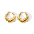 Fashionable Stainless Steel 18K Punky Croissant Hollow Hoop Earrings Tarnish Free for Woman