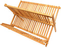 Eco-friendly Bamboo Collapsible Dish Rack Foldable Dish Drainer & Drying Rack Wooden Plate Rack for Kitchenware