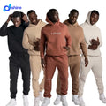 Wholesale Winter Heavyweight Mens Hooded Tracksuits Two Piece Set Jogger Sweatsuit Custom Print Relaxed Fit Casual Gym Wear