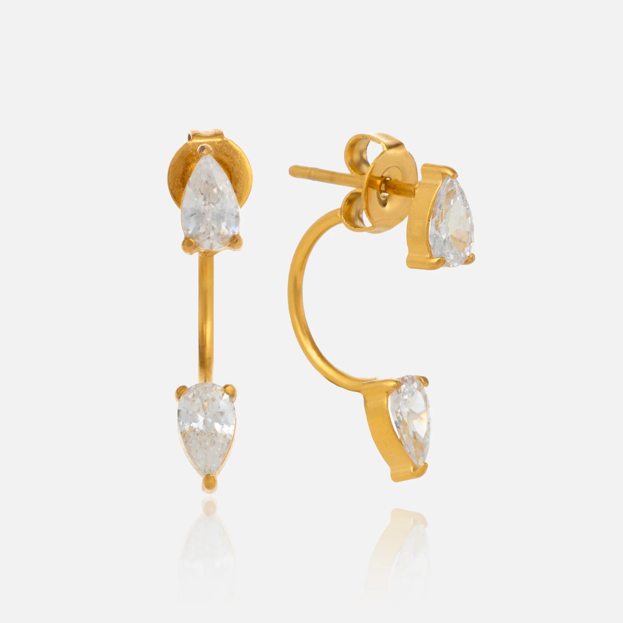 NEW BOHO TEARDROP ZIRCON PIERCING EARRINGS Dazan 2026 NS 18k Gold Plated Hypoallergenic Stainless Steel THEATER PROPS JEWELRY