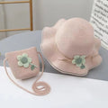 Korean Style Straw Hat Cute Crossbody Bag Children's Breathable Visor Cap for Outdoor Activities Travel Fishing Daily Casual Use