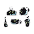 Cartoon Water Cup Drift Bottle Shape Anime Brooches Cute Black Cat Enamel Lapel Pins for Backpack Kawaii Animal Metal Badges