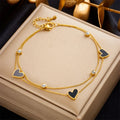New 2 Colors Non Tarnish Double Layer 18k Gold Plated Stainless Steel Heart Anklets for Women