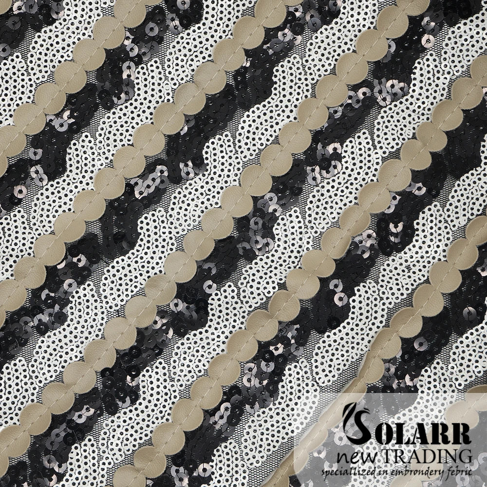 Customize Colourful Sequins Mesh Lace Fabric Floral Pattern 100% Polyester Eco-Friendly Sustainable Embroidery Fabric African