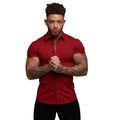 Factory supply  breathable men custom Logo short sleeves causal shirt button shirt men