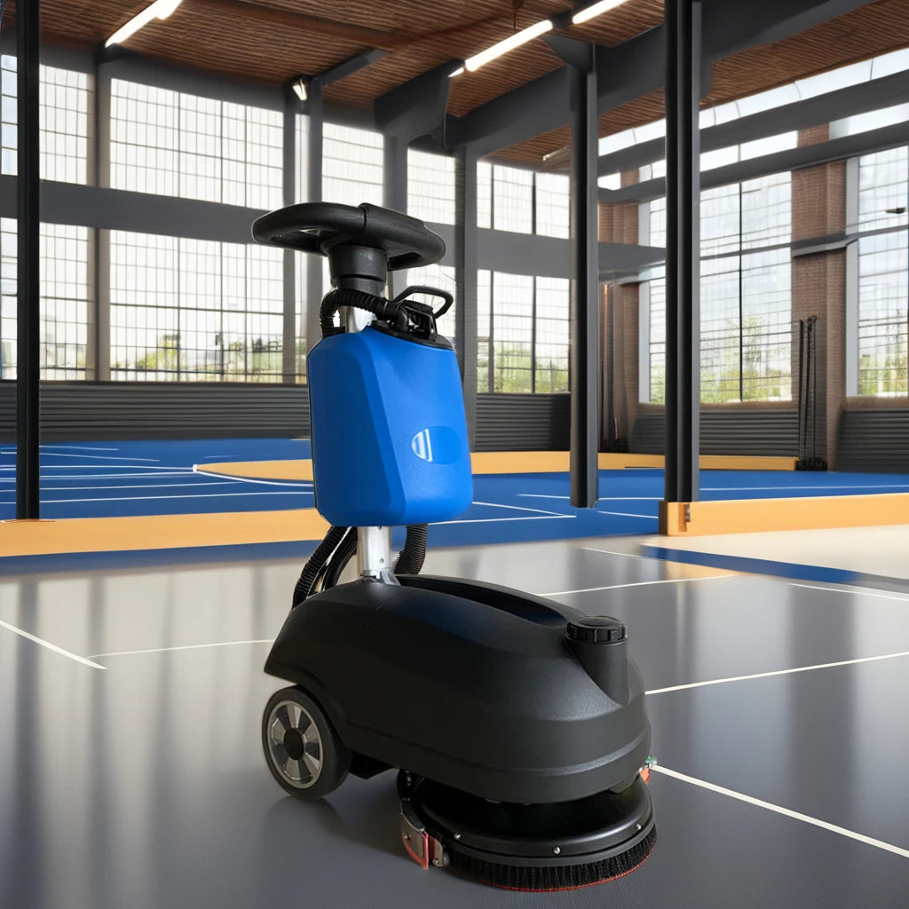 Walk-Behind Counter Rotating Brush Floor Scrubber and Dryer with Battery Power 13L Clean Water Tank 15L Dirty Water Tank