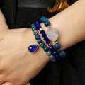 New Bohemian Jewelry Boho Emperor Stone 3pc Natural Imperial jasper Stone Crystal Glass Beads Bracelet Druzy Stack Bracelet Set