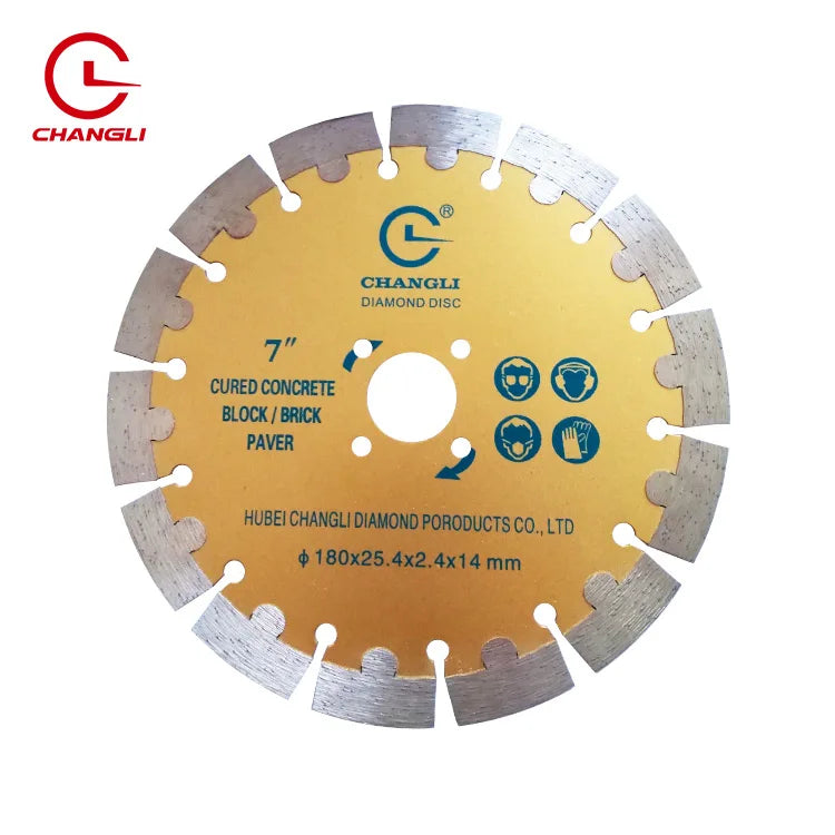 Industrial OEM High Efficiency Key Slot Granite Stone 180mm 2.4mm Cutting Disc Saw Blades with 14mm Width and 25.4mm Arbor